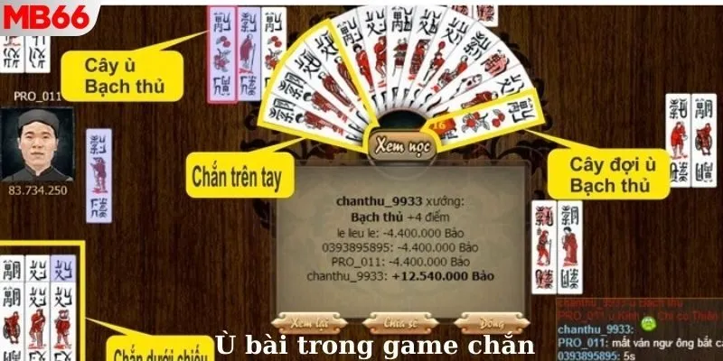 Trường hợp Ù bài dành chiến thắng chung cuộc trong game chắn